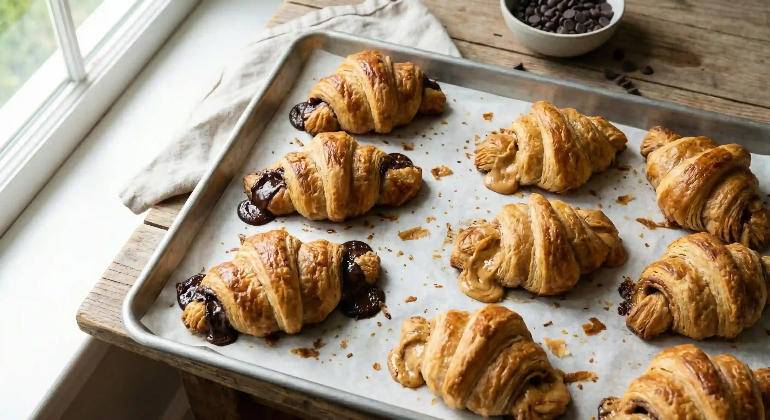Different crookie flavor variations displayed on a tray