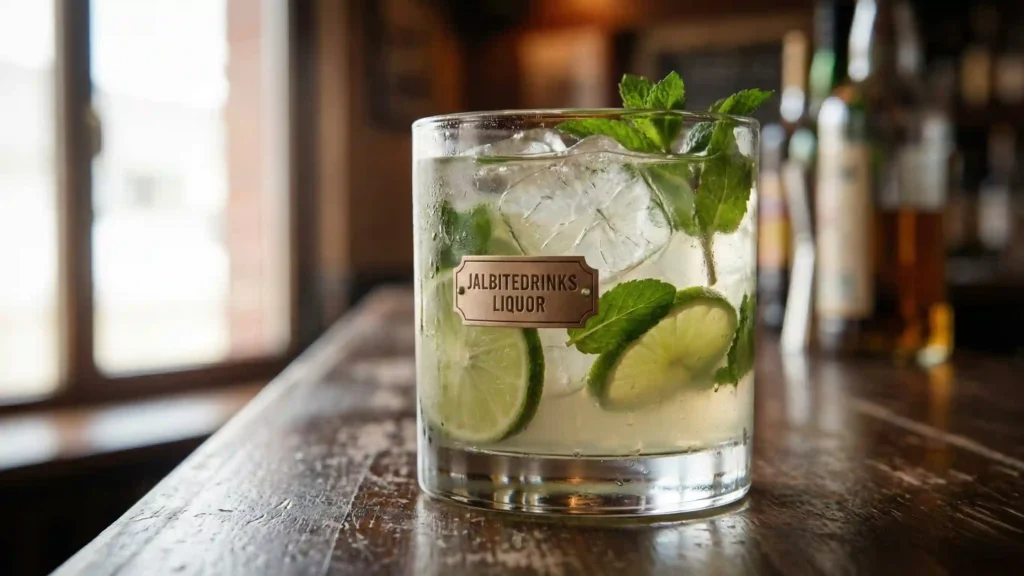 jalbitedrinks liquor recipe served in glass with citrus and mint
