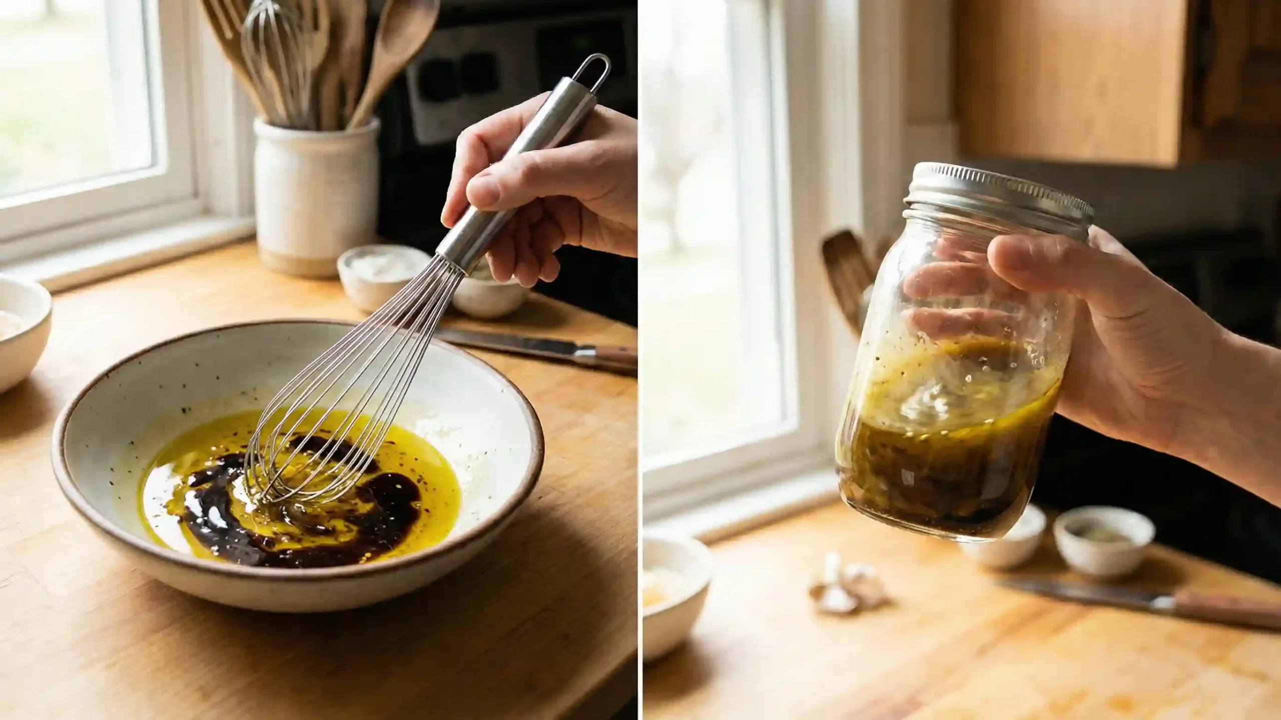 Whisking versus shaking sub oil dressing in a jar