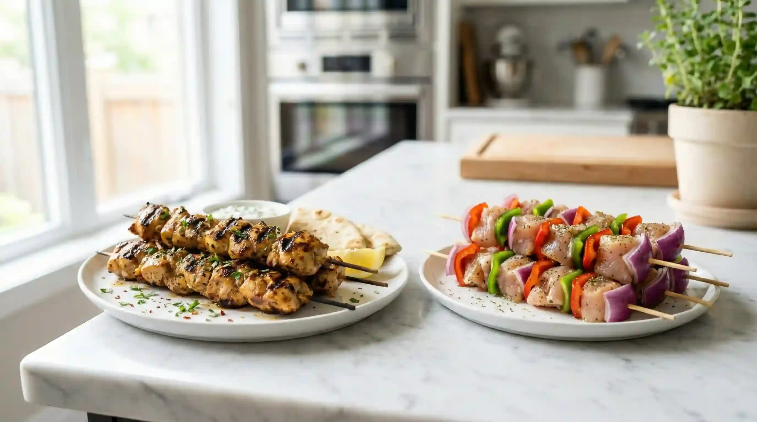 Costco chicken skewers compared with homemade chicken kabobs