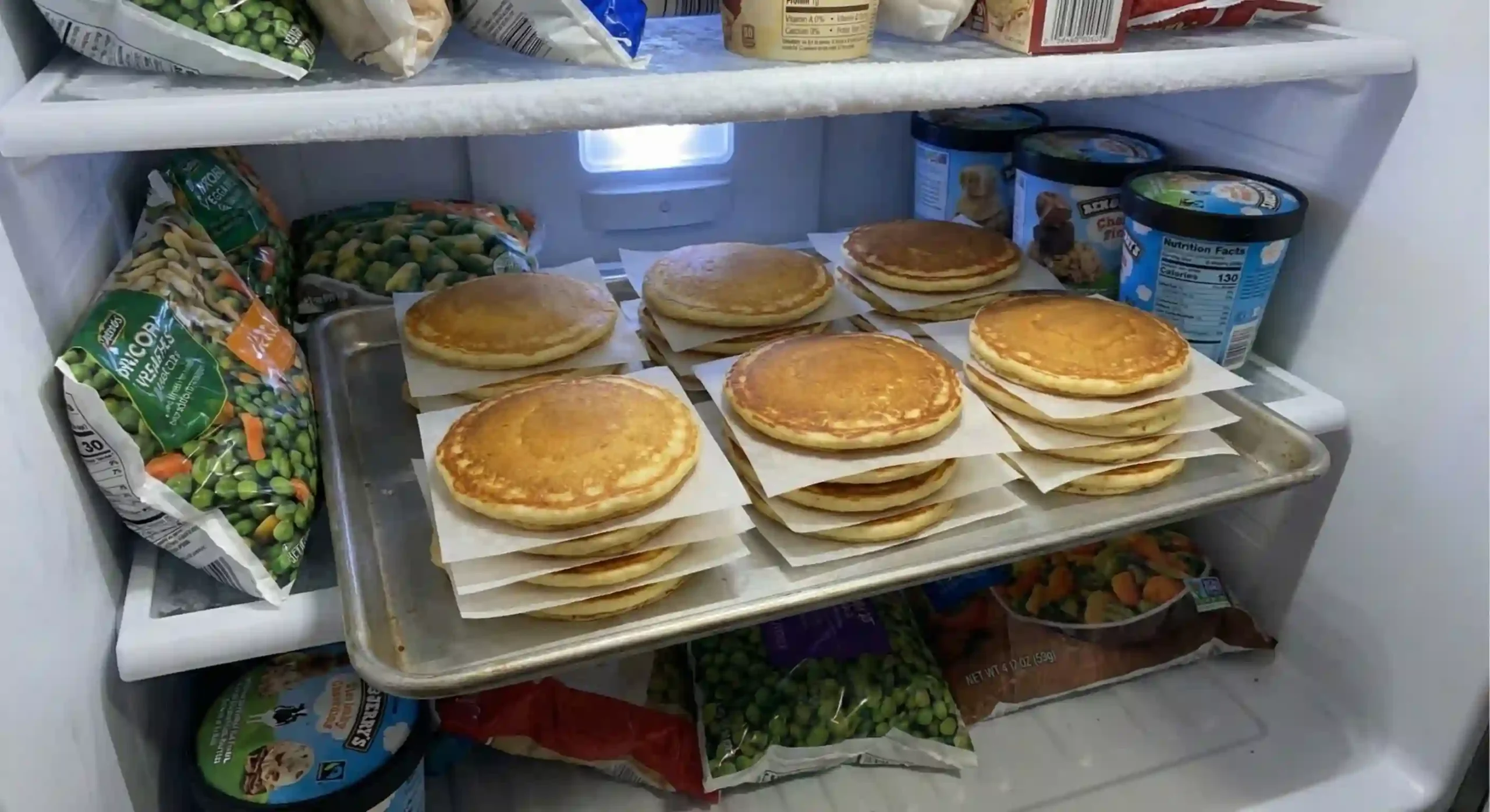 freezing pancakes with parchment paper