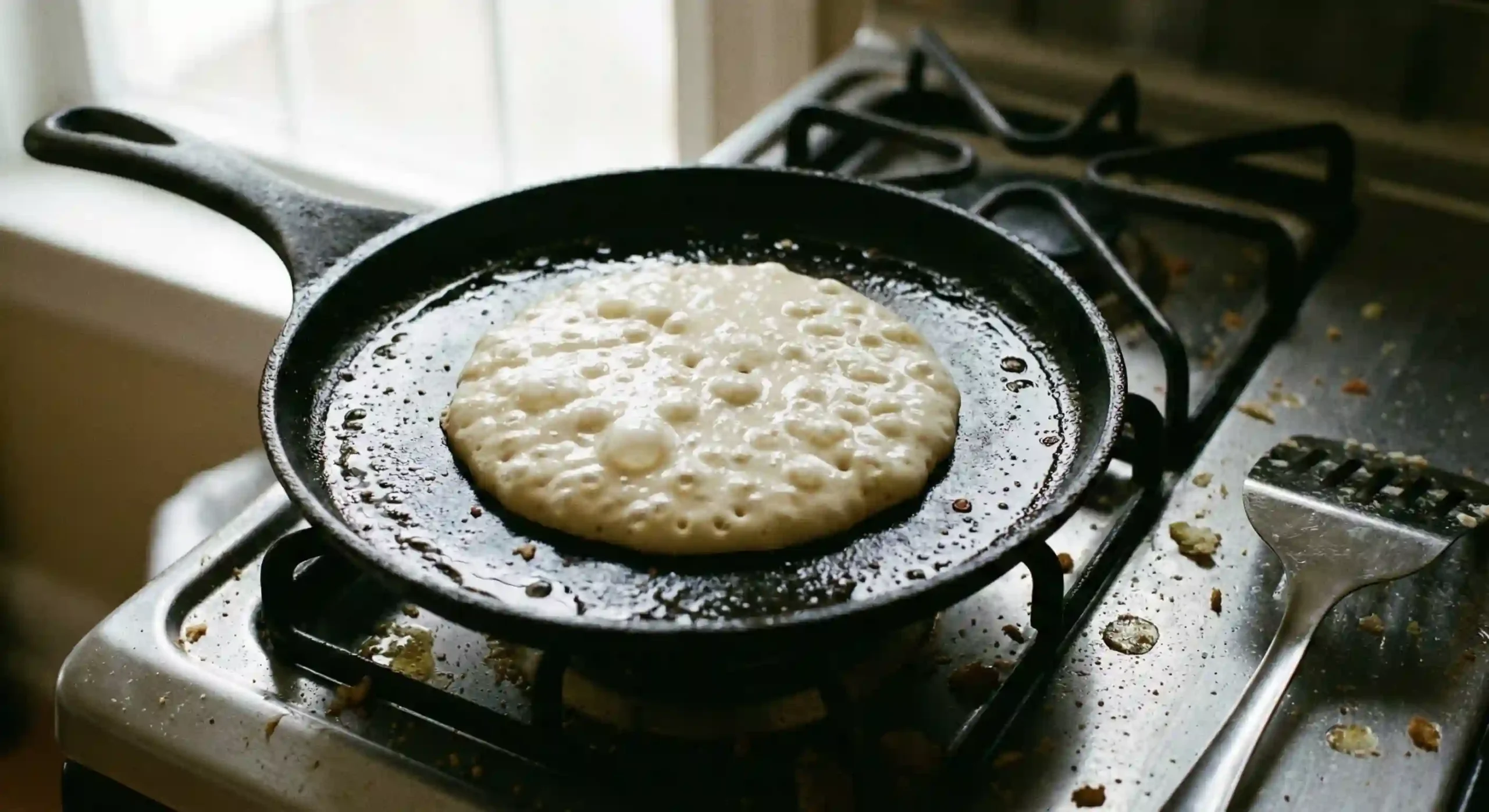 pancake bubbles forming before flipping