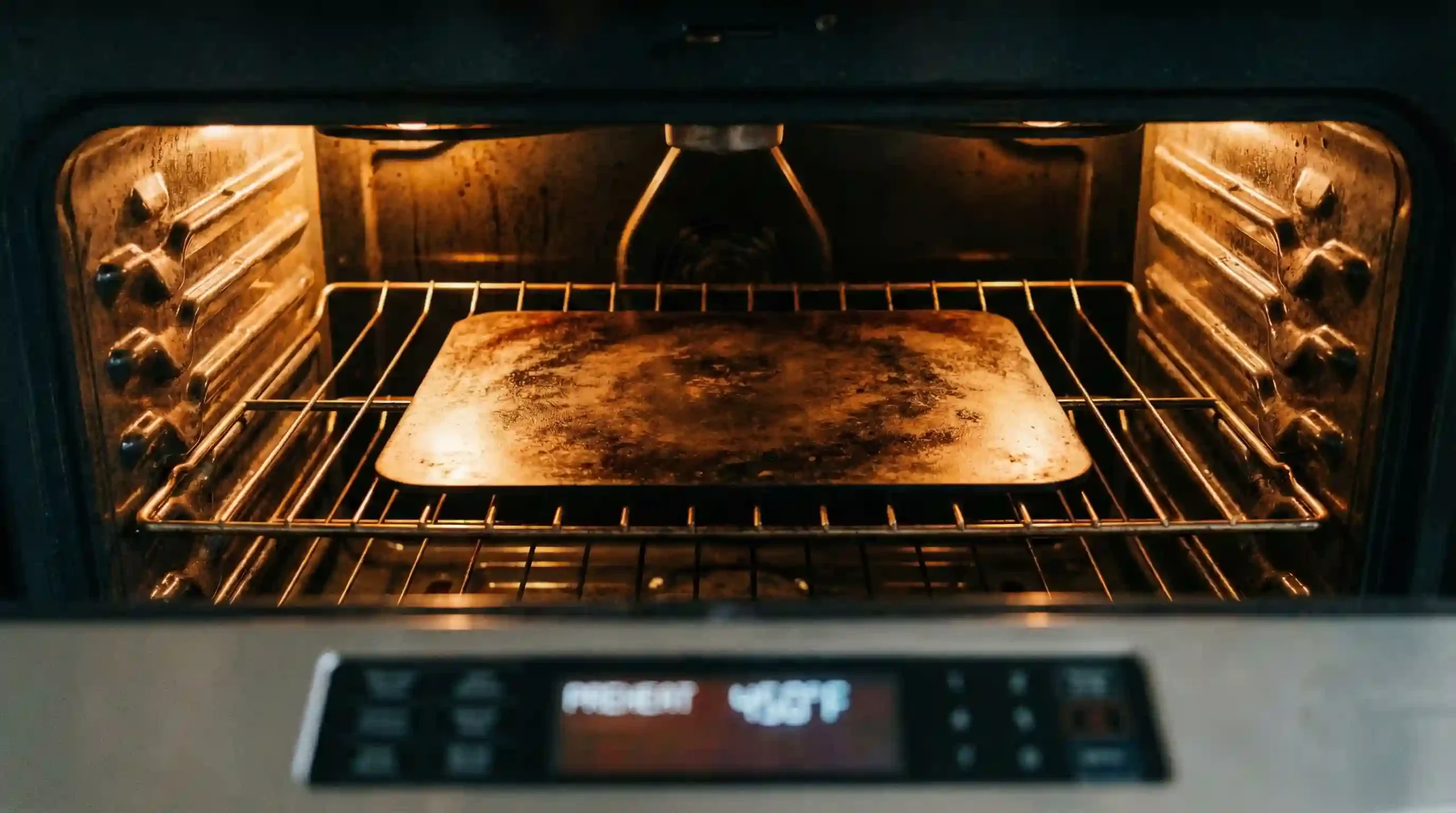 Preheated baking steel on middle oven rack for high heat pizza baking