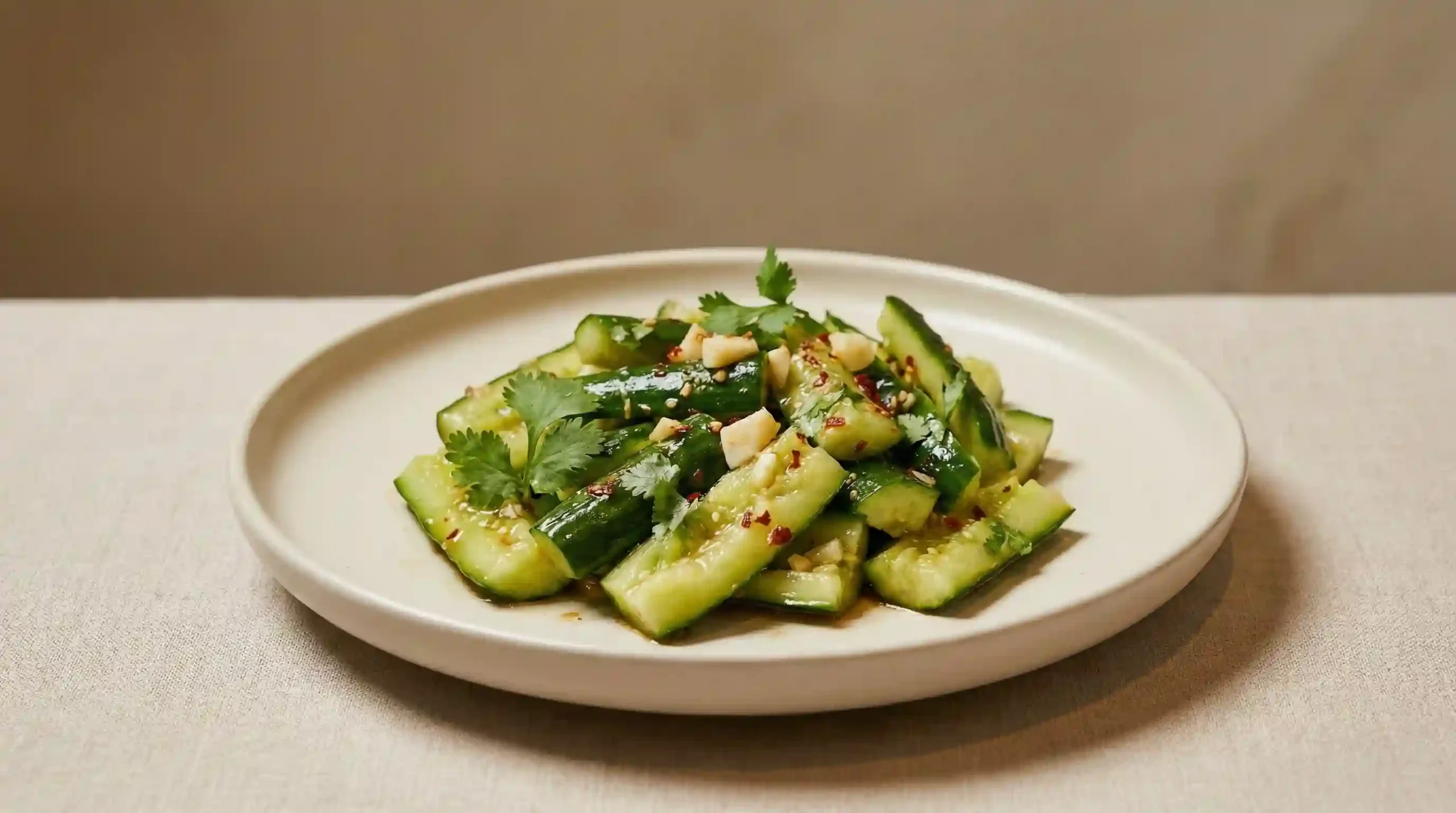 restaurant style cucumber salad served as a cold Asian appetizer
