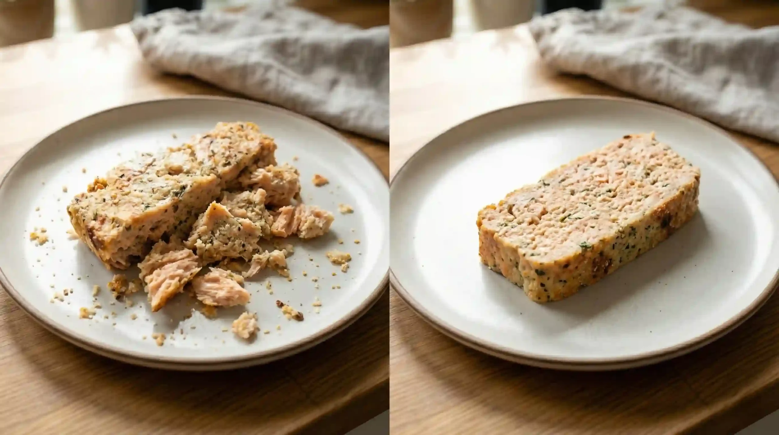 Comparison of a crumbly slice versus a clean slice that holds together