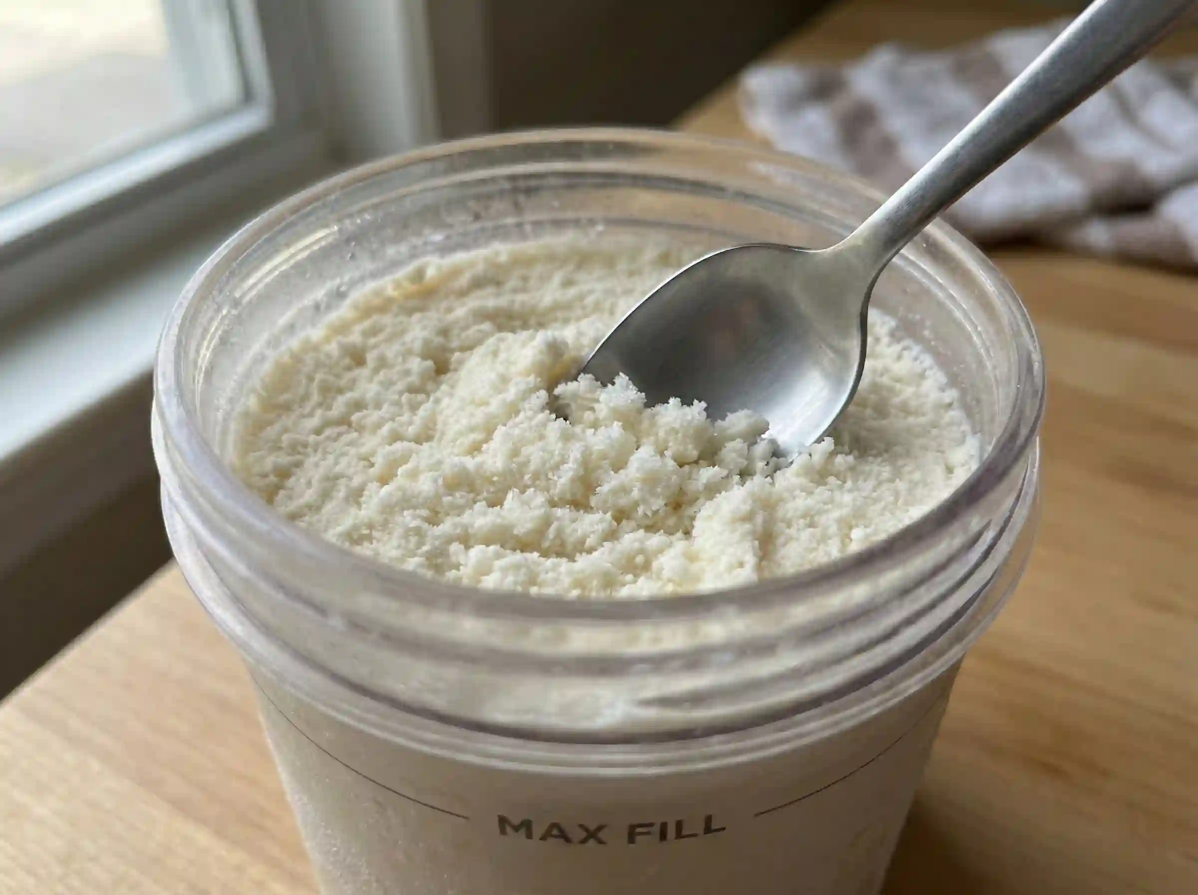 Crumbly powdery ninja creami vanilla ice cream after first spin before re spin