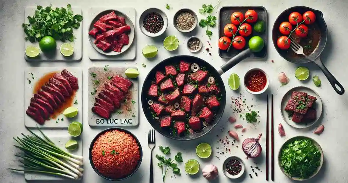 bo luc lac with tomato rice recipe