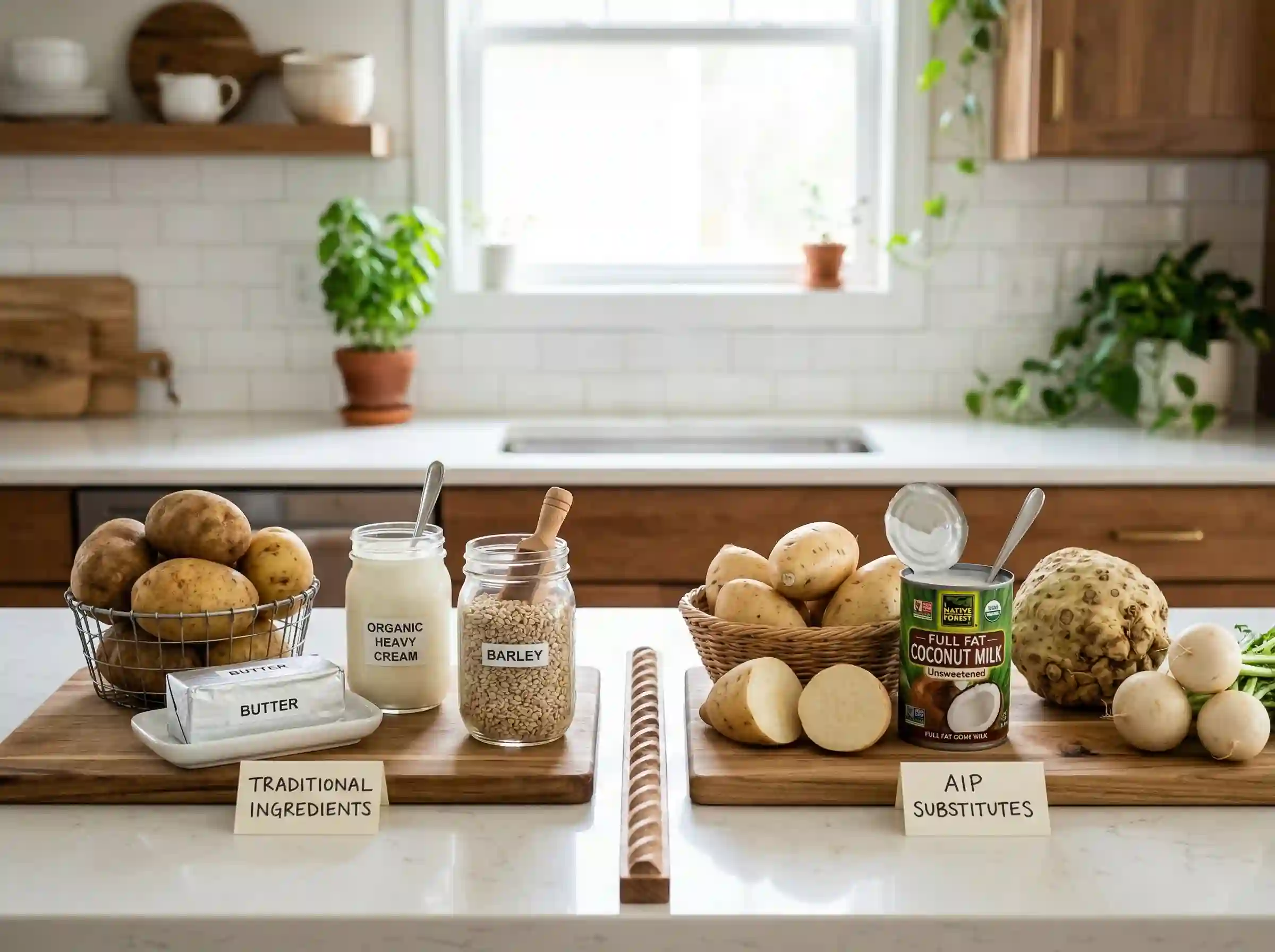 AIP ingredient swaps for Irish recipes including white sweet potatoes and coconut milk