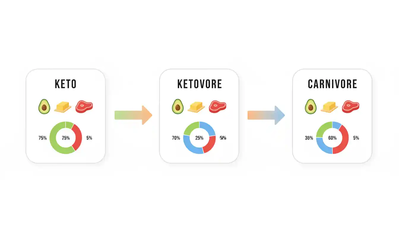 Transitioning to a ketovore diet involves switching from either a keto or carnivore diet that includes dairy and spices.