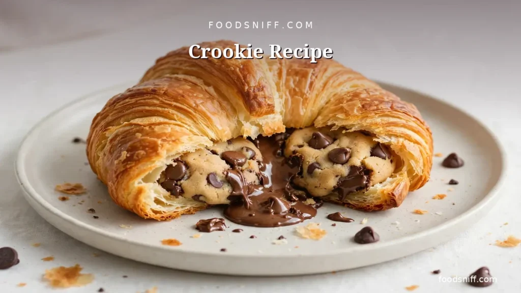 Crookie recipe: golden croissant with chocolate chip cookie dough baked inside