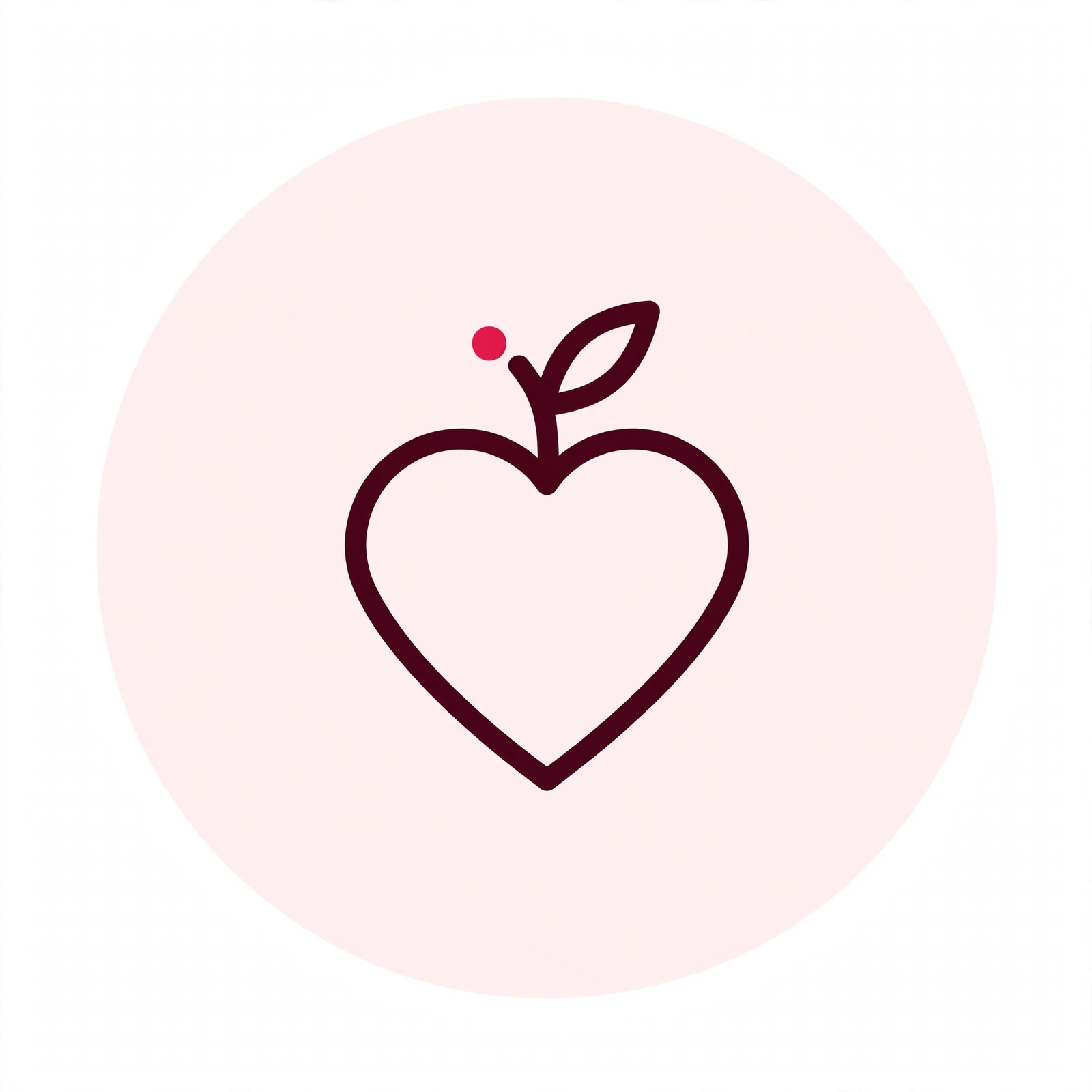 Heart with leaf line icon for wellness and lifestyle category